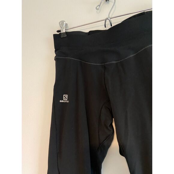 Salomon Running Tights Women's LARGE AdvancedSkin Warm BLACK - Picture 3 of 6
